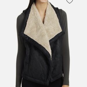 Women's BB Dakota Black and Cream Shearling Vest Size S